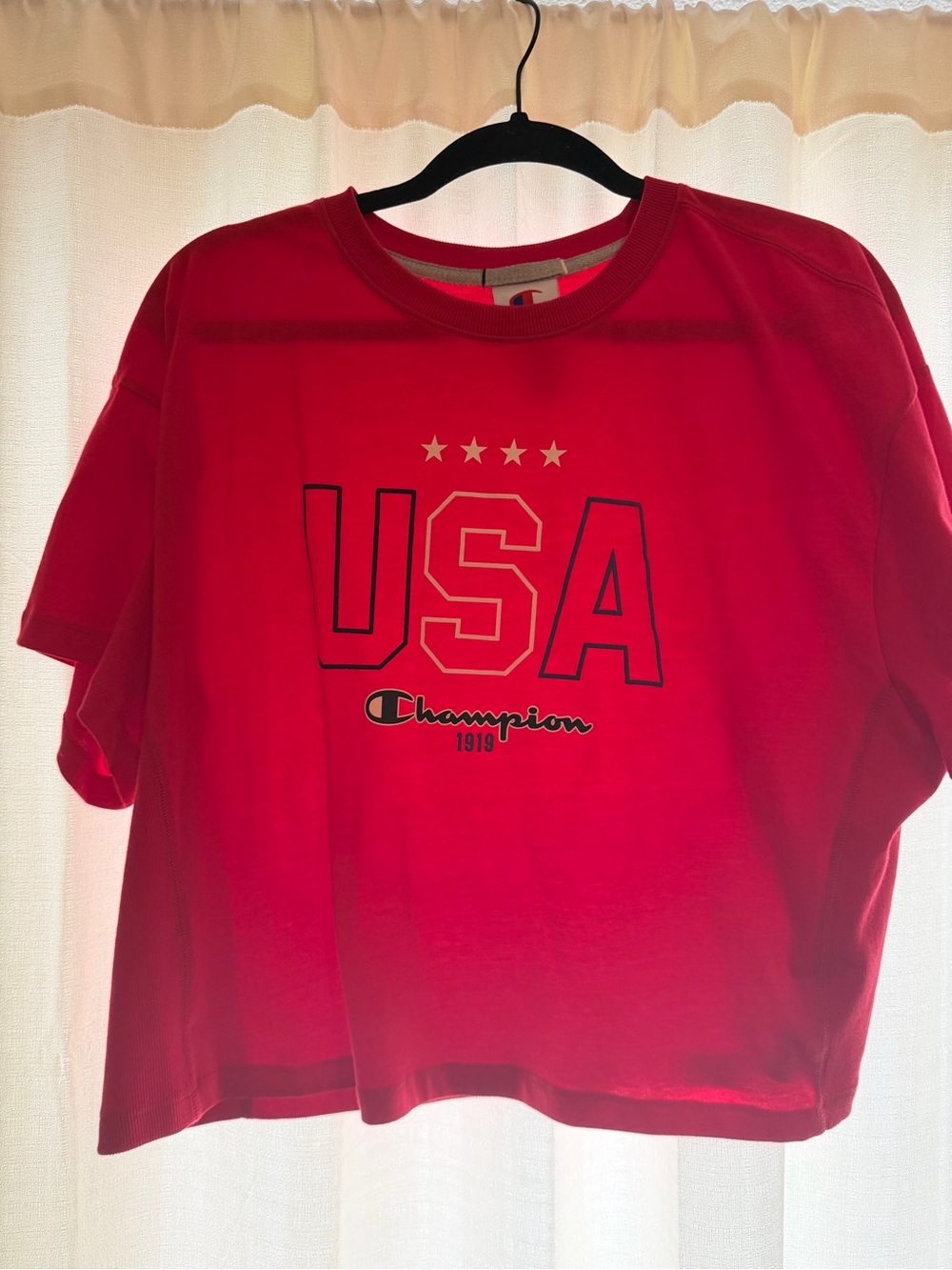 Champion Kids Red USA Graphic Tee with Star Accents